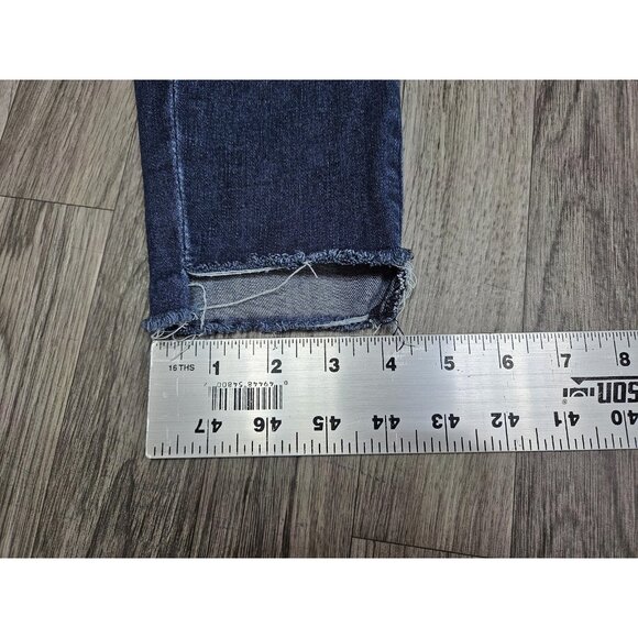 Express Jeans Womens 4 Short Blue Skinny High Rise Raw Hem Stretch Ankle Denim - Picture 13 of 13